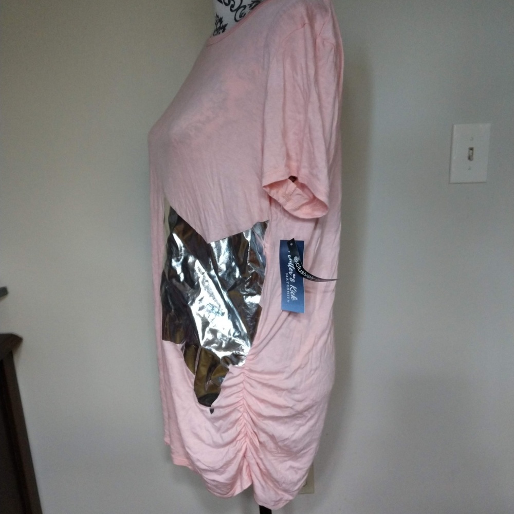 Maternity Top NWT Size L Flutter & Kick - Soft Brushed Rayon with Ruched Sides
